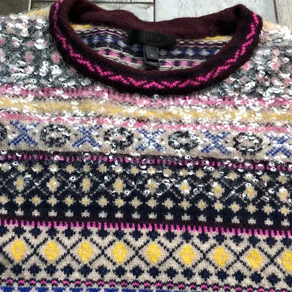 J.Crew Sequin Fair Isle Nordic 100% Lambswool - Picture 7 of 8